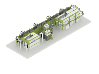 Линия порошковой окраски с монорельсовым конвейером для аппаратов пневматического тормозного привода